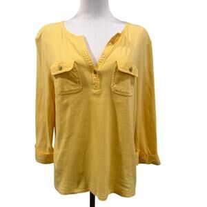 Charter Club Butter Yellow Pima Cotton Utility Top Quiet Luxury Large Summer